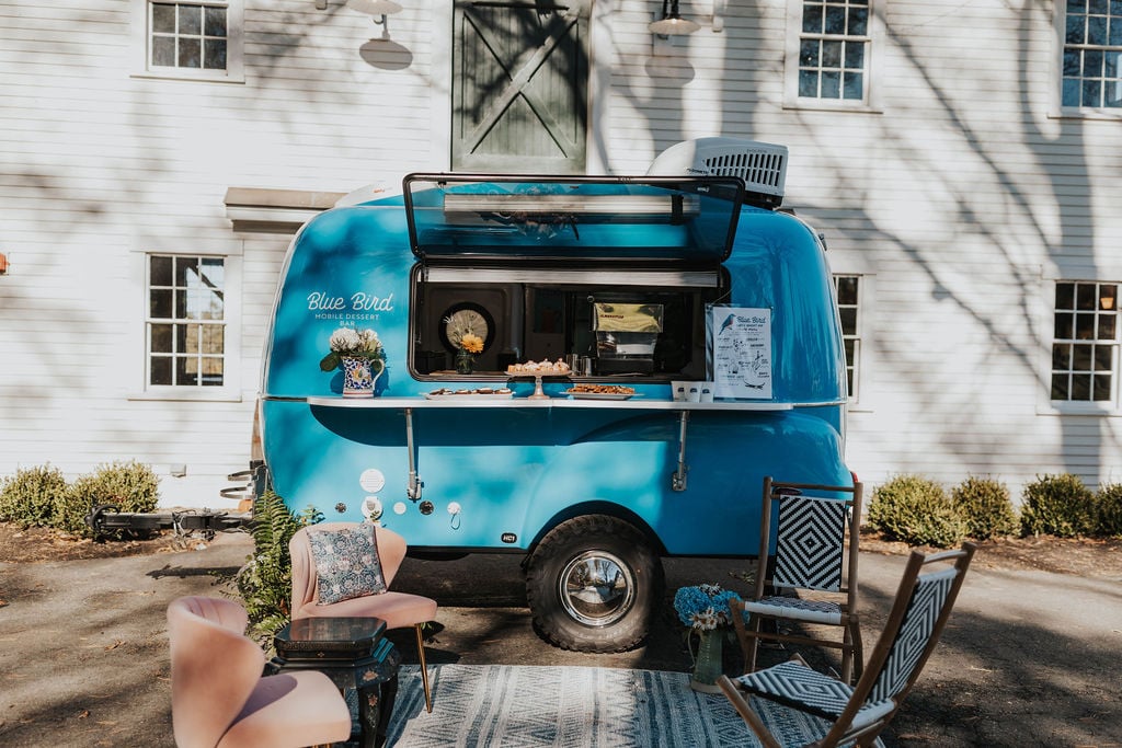 The Blue Bird retro camper and lounge