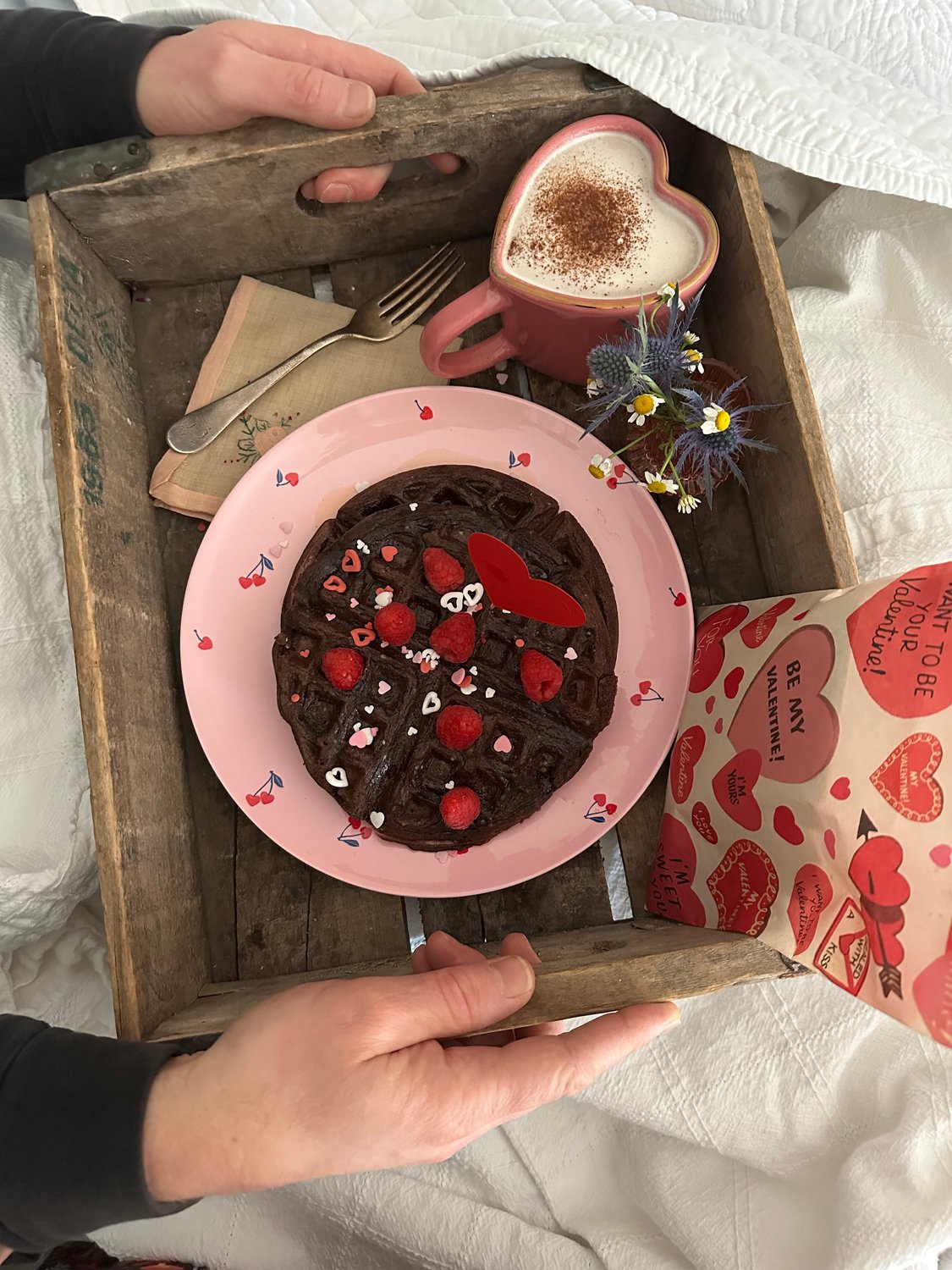 Chocolate waffles for Valentine's Day