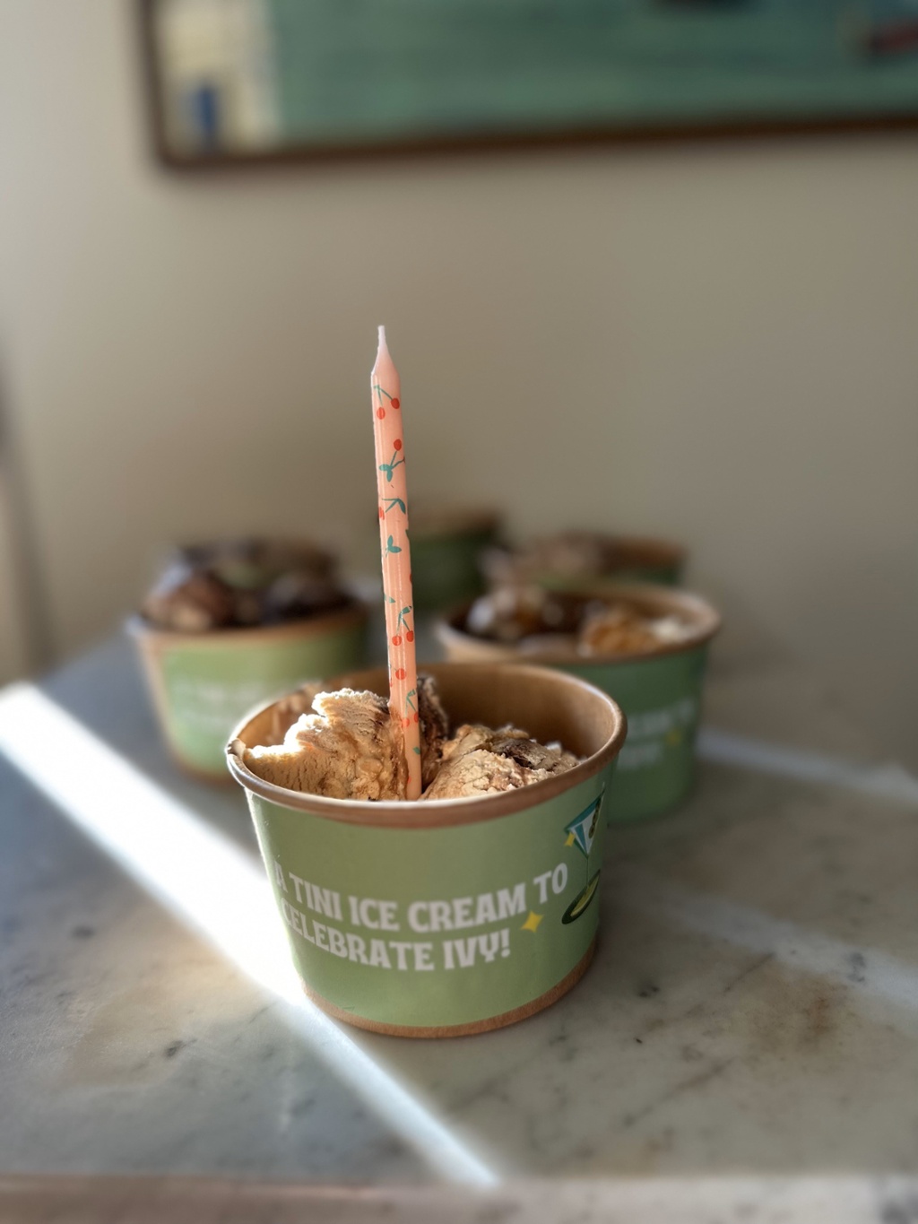 Tiramisu ice cream as a birthday treat